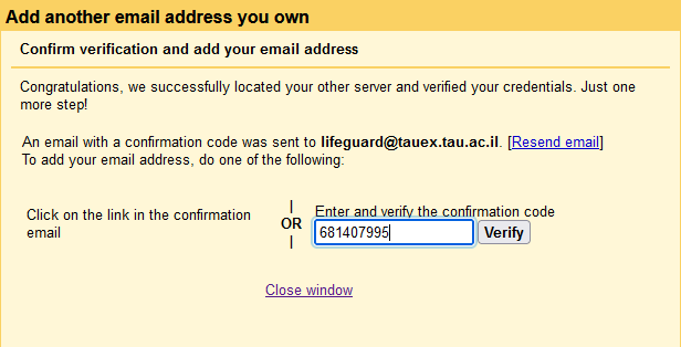 Enter the code your recieved and click verify